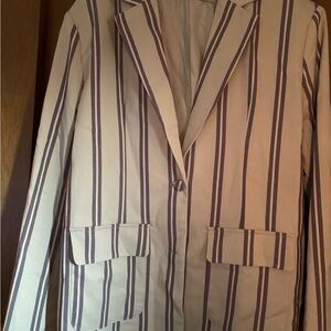 Forever 21 Beige and Brown Striped Women’s  Blazer